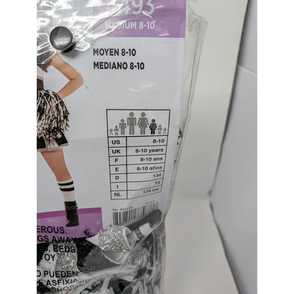 Ra Ra Rebel Skull Cheerleader Costume Girls Sz M 8-10 Goth Punk Grunge Dress